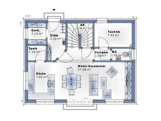 Fertighaus Family Flex von Vario-Haus - Österreich Schlüsselfertig ab 332880€, Cubushaus Grundriss 1