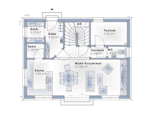 Fertighaus Family Flex von Vario-Haus - Deutschland Schlüsselfertig ab 372300€, Cubushaus Grundriss 1