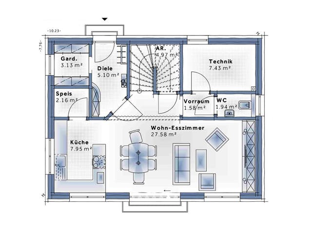 Fertighaus Family Flex von Vario-Haus - Deutschland Schlüsselfertig ab 313020€, Cubushaus Grundriss 1