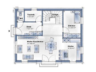 Fertighaus Family Open von Vario-Haus - Österreich Schlüsselfertig ab 354340€, Satteldach-Klassiker Grundriss 1