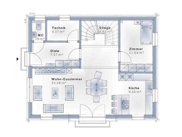 Fertighaus Family Open von Vario-Haus - Deutschland Schlüsselfertig ab 391970€, Satteldach-Klassiker Grundriss 1