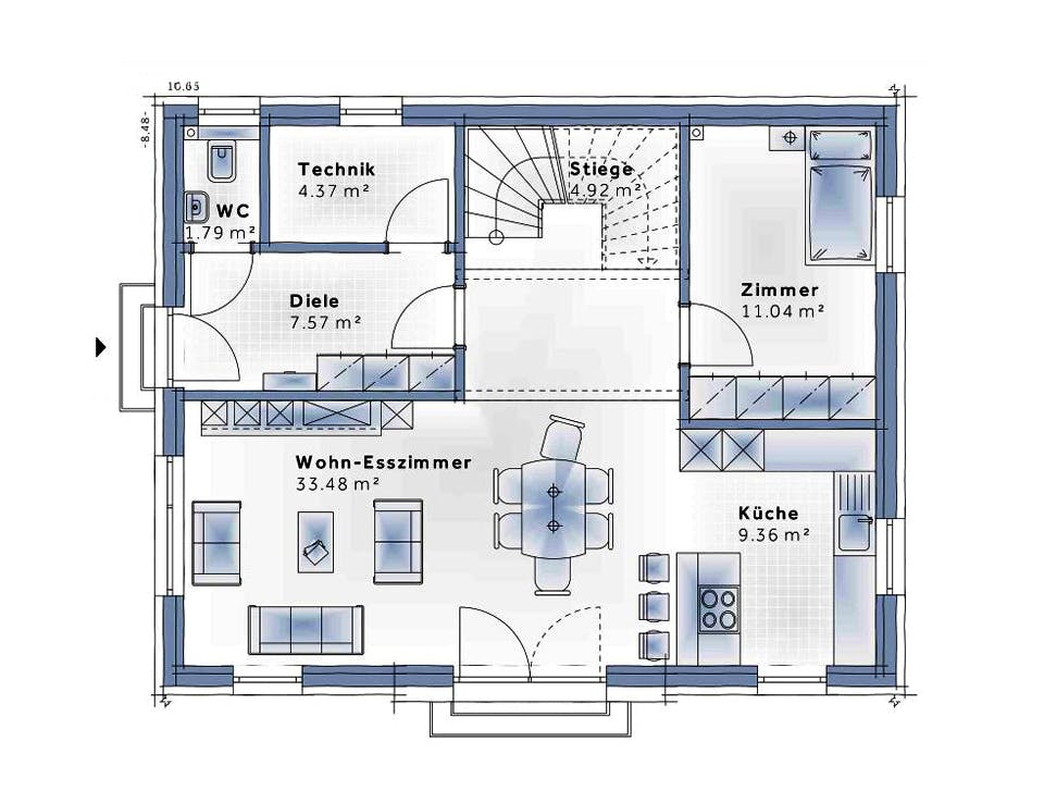 Fertighaus Family Open von Vario-Haus - Österreich Schlüsselfertig ab 312300€, Satteldach-Klassiker Grundriss 1