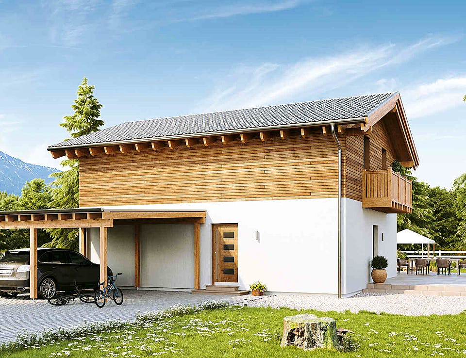 Fertighaus New Design Novum von Vario-Haus - Deutschland Schlüsselfertig ab 374100€, Satteldach-Klassiker Außenansicht 2