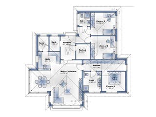 Fertighaus Bungalow S141 mit Einliegerwohnung von Vario-Haus - Österreich Schlüsselfertig ab 407870€, Bungalow Grundriss 1