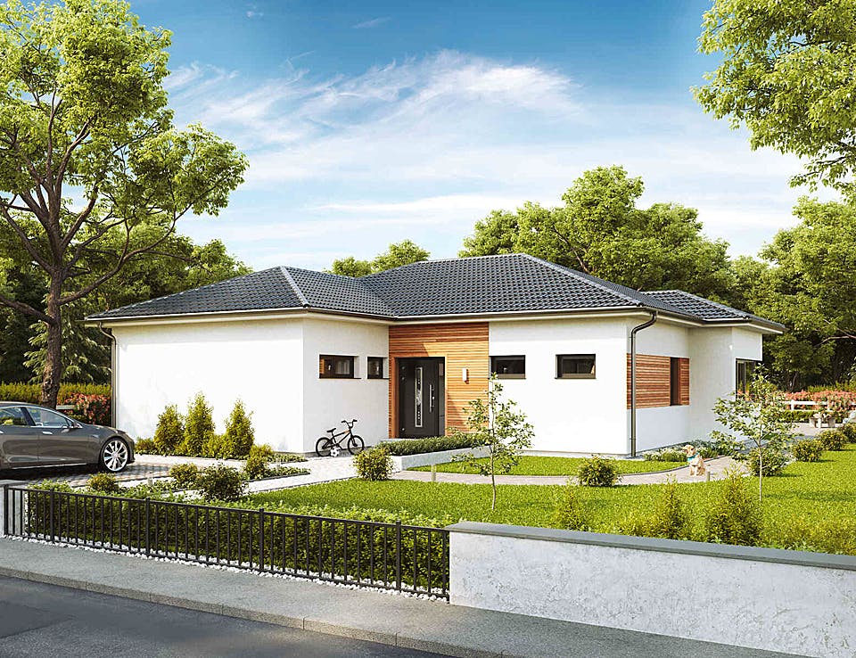 Fertighaus Bungalow S141 mit Einliegerwohnung von Vario-Haus - Österreich Schlüsselfertig ab 356960€, Bungalow Außenansicht 1