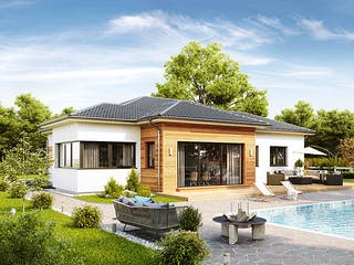 Fertighaus Bungalow S141 LARGE von Vario-Haus - Deutschland Schlüsselfertig ab 425880€, Bungalow Außenansicht 2