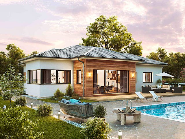 Fertighaus Bungalow S141 SMALL von Vario-Haus - Deutschland Schlüsselfertig ab 394710€, Bungalow Außenansicht 1 Fertighaus Bungalow S141 SMALL von Vario-Haus - Deutschland Schlüsselfertig ab 394710€, Bungalow Außenansicht 1