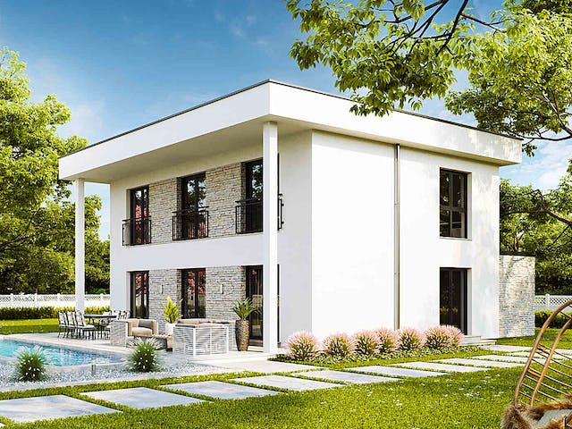 Fertighaus New Design Sunrise von Vario-Haus - Deutschland Schlüsselfertig ab 401590€, Cubushaus Außenansicht 2