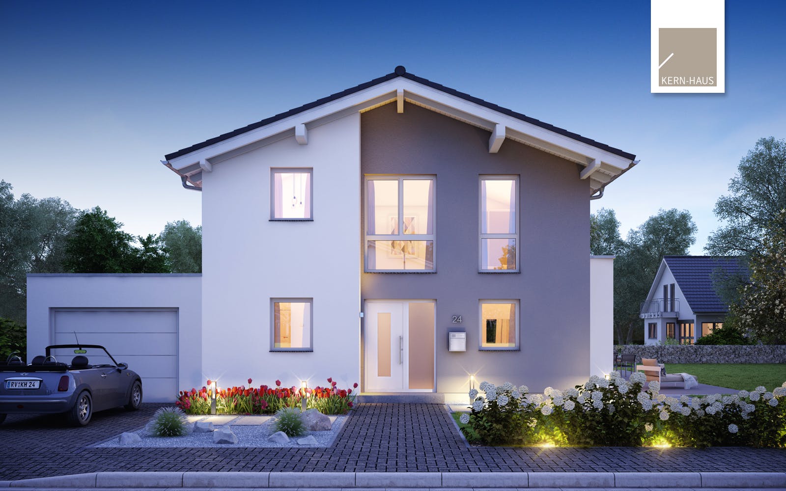 Massivhaus Familienhaus Vero von Kern-Haus Schlüsselfertig ab 452900€, Satteldach-Klassiker Außenansicht 1