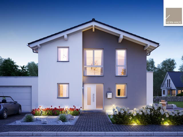 Massivhaus Familienhaus Vero von Kern-Haus Schlüsselfertig ab 452900€, Satteldach-Klassiker Außenansicht 1