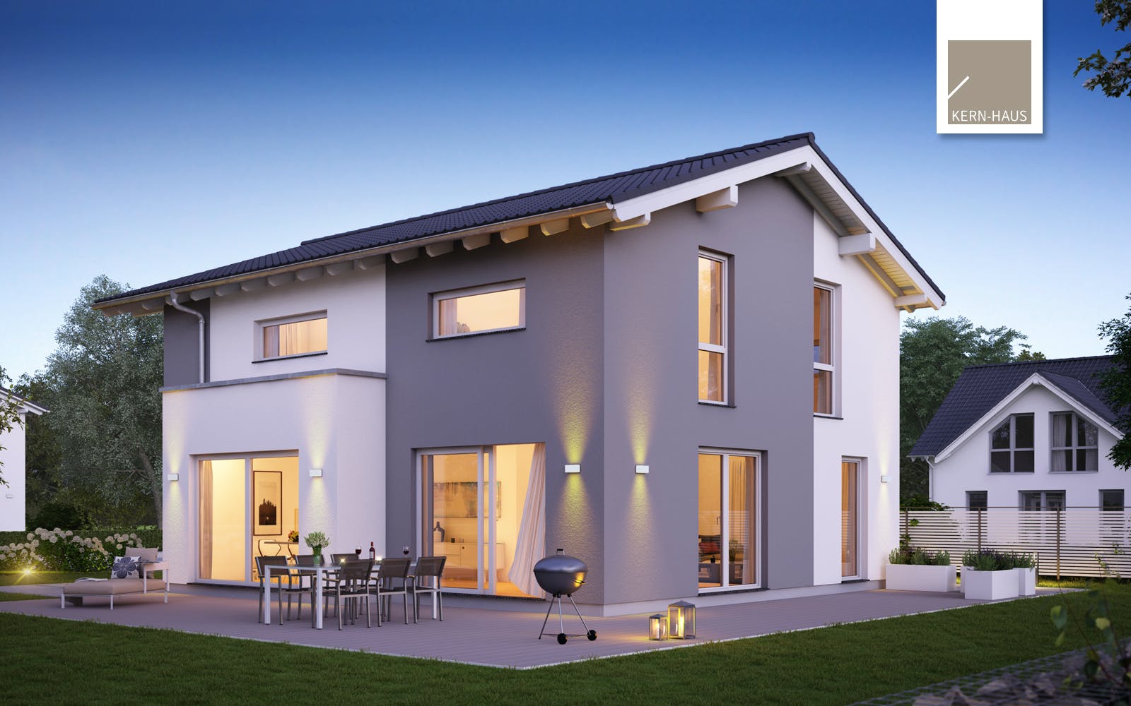 Massivhaus Familienhaus Vero von Kern-Haus Schlüsselfertig ab 452900€, Satteldach-Klassiker Außenansicht 2
