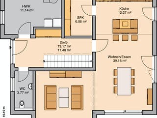 Massivhaus Familienhaus Vero von Kern-Haus Schlüsselfertig ab 396900€, Satteldach-Klassiker Grundriss 1