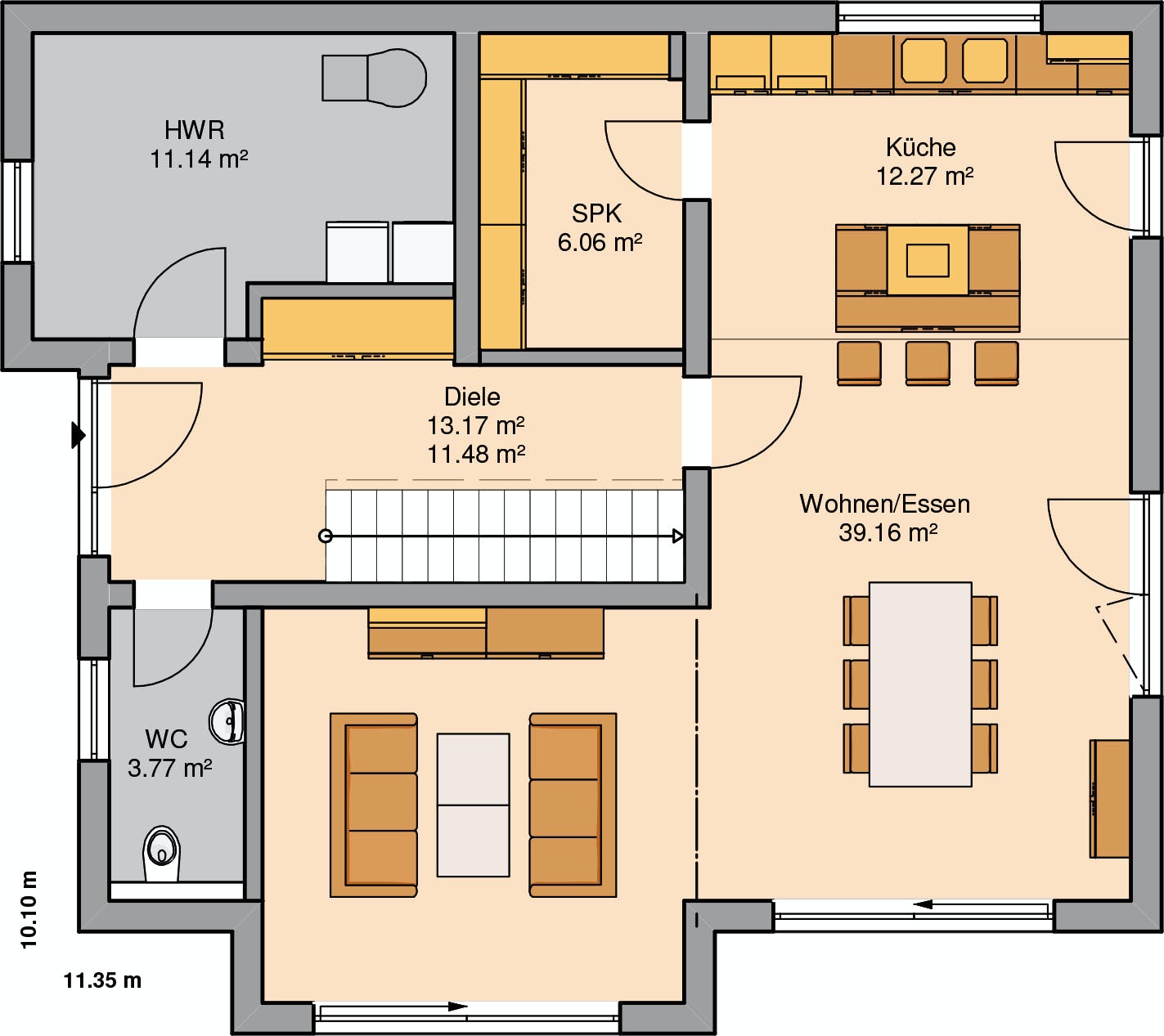 Massivhaus Familienhaus Vero von Kern-Haus Schlüsselfertig ab 452900€, Satteldach-Klassiker Grundriss 1