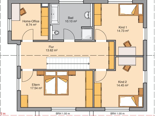 Massivhaus Familienhaus Vero von Kern-Haus Schlüsselfertig ab 452900€, Satteldach-Klassiker Grundriss 2