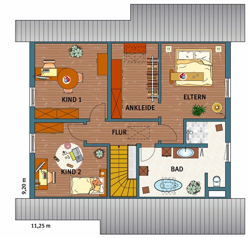 Fertighaus MH Köln - VIO 400 von FingerHaus Schlüsselfertig ab 403423€, Satteldach-Klassiker Grundriss 1