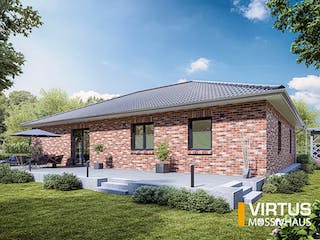 Massivhaus Bungalow V145 von Virtus Massivhaus Schlüsselfertig ab 226500€, Bungalow Außenansicht 1