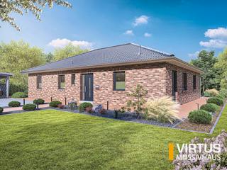 Massivhaus Bungalow V145 von Virtus Massivhaus Schlüsselfertig ab 226500€, Bungalow Außenansicht 2