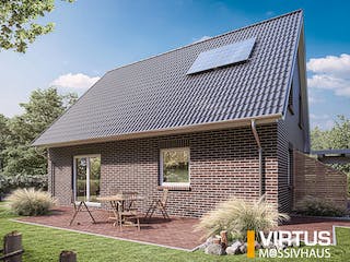 Massivhaus Friesenhaus V150 von Virtus Massivhaus Schlüsselfertig ab 230900€, Satteldach-Klassiker Außenansicht 1