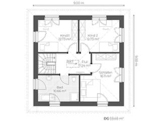 Massivhaus Stadtvilla V130 von Virtus Massivhaus Schlüsselfertig ab 224900€, Stadtvilla Grundriss 2