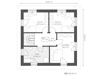Massivhaus Stadtvilla V130 von Virtus Massivhaus Schlüsselfertig ab 244900€, Stadtvilla Grundriss 2