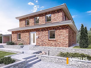 Massivhaus Toskanavilla V180 von Virtus Massivhaus Schlüsselfertig ab 289900€, Stadtvilla Außenansicht 2