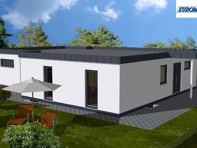 Massivhaus Vita 130 FD von EUROMAC 2 S.A.S. Bausatzhaus ab 29985€, Bungalow Außenansicht 4