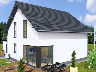 Massivhaus BASIC 105 SD von Wäller-Haus, Satteldach-Klassiker Außenansicht 1