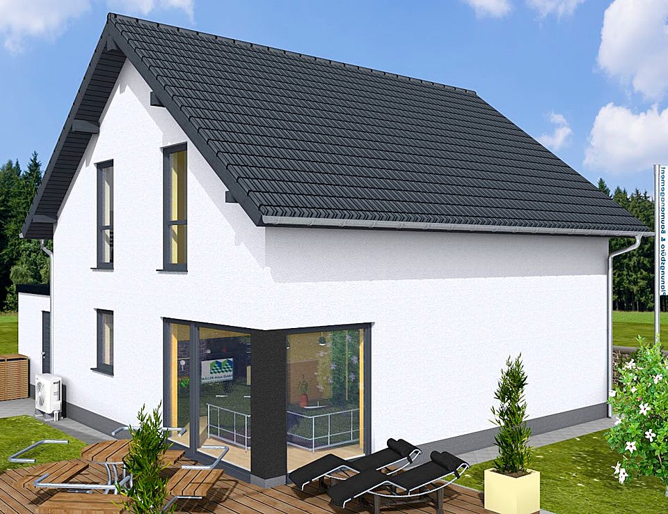 Massivhaus BASIC 105 SD von Wäller-Haus, Satteldach-Klassiker Außenansicht 1