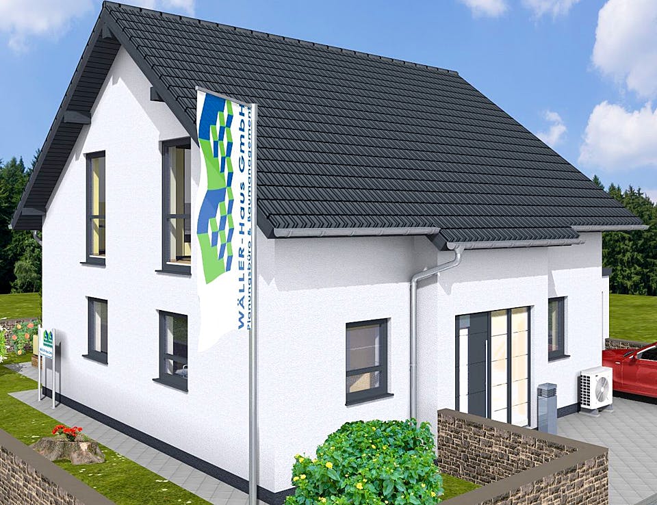 Massivhaus BASIC 110 SD von Wäller-Haus, Satteldach-Klassiker Außenansicht 1