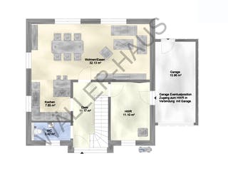 Massivhaus BASIC 110 SD von Wäller-Haus, Satteldach-Klassiker Grundriss 1