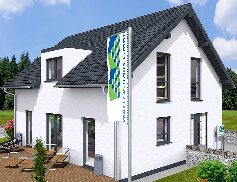 Massivhaus Basic 125 SD+FDG von Wäller-Haus, Satteldach-Klassiker Außenansicht 1