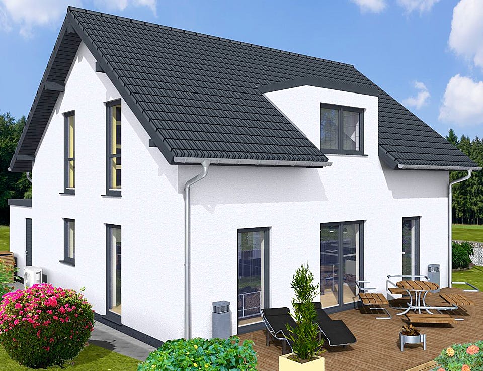 Massivhaus Basic 125 SD+FDG von Wäller-Haus, Satteldach-Klassiker Außenansicht 2