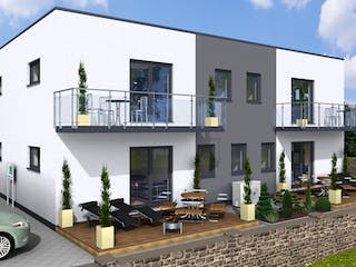 Massivhaus MFH-MULTI 4WE FD von Wäller-Haus Schlüsselfertig ab 524900€, Cubushaus Außenansicht 2