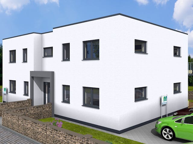 Massivhaus MFH-MULTI 4WE FD von Wäller-Haus Schlüsselfertig ab 524900€, Cubushaus Außenansicht 3