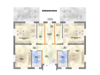 Massivhaus MFH-MULTI 4WE FD von Wäller-Haus Schlüsselfertig ab 524900€, Cubushaus Grundriss 1