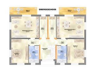 Massivhaus MFH-MULTI 4WE FD von Wäller-Haus Schlüsselfertig ab 524900€, Cubushaus Grundriss 2