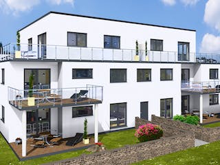 Massivhaus MFH-MULTI 6WE FD von Wäller-Haus Schlüsselfertig ab 1249900€, Cubushaus Außenansicht 2
