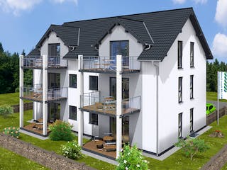 Massivhaus MFH-MULTI 6WE SD von Wäller-Haus Schlüsselfertig ab 699900€, Satteldach-Klassiker Außenansicht 1
