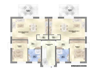 Massivhaus MFH-MULTI 6WE SD von Wäller-Haus Schlüsselfertig ab 699900€, Satteldach-Klassiker Grundriss 1