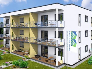 Massivhaus MFH-MULTI 9-WE FD von Wäller-Haus Schlüsselfertig ab 1499900€, Cubushaus Außenansicht 2