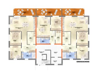 Massivhaus MFH-MULTI 9-WE FD von Wäller-Haus Schlüsselfertig ab 1499900€, Cubushaus Grundriss 1