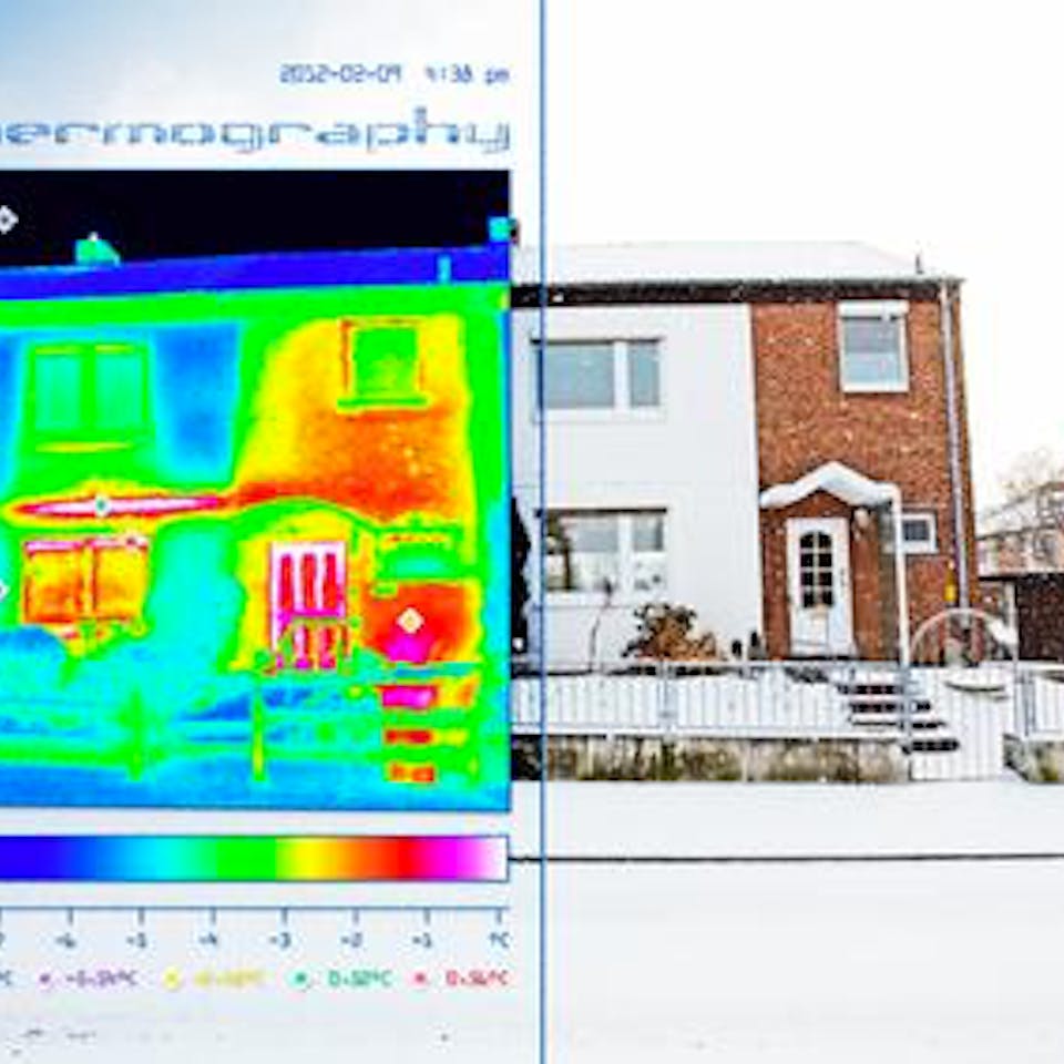 Wärmebild zur Aufdeckung von Wärmebrücken am Massivhaus