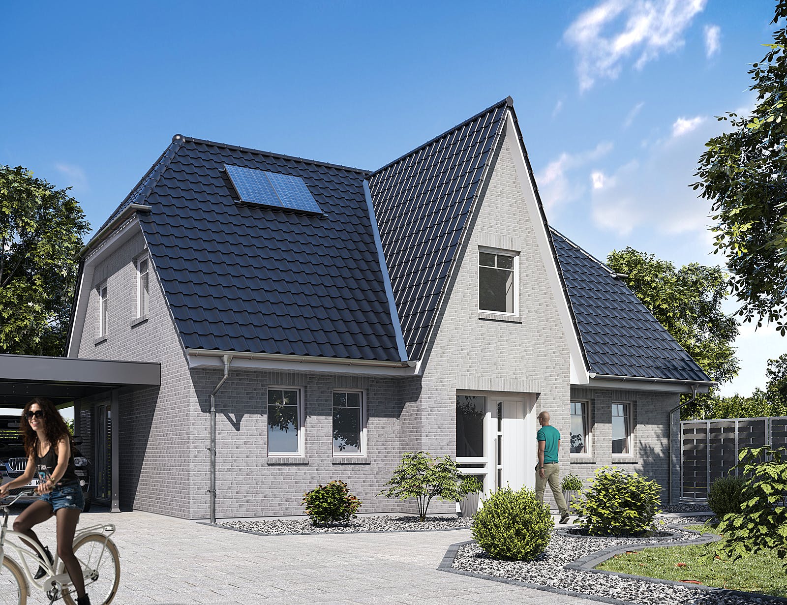 Massivhaus Friesenhaus 160 von WBI Hausbau Schlüsselfertig ab 268400€, Satteldach-Klassiker Außenansicht 1