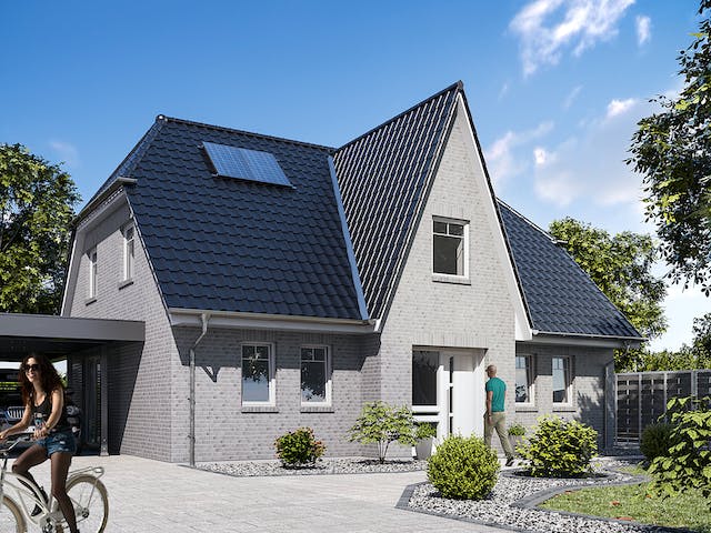 Massivhaus Friesenhaus 160 von WBI Hausbau Schlüsselfertig ab 268400€, Satteldach-Klassiker Außenansicht 1