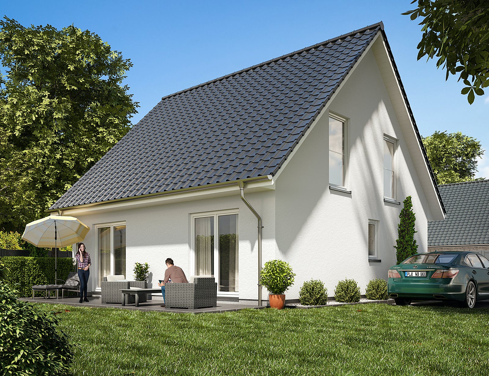 Massivhaus Junges Wohnen von WBI Hausbau Schlüsselfertig ab 212200€, Satteldach-Klassiker Außenansicht 1