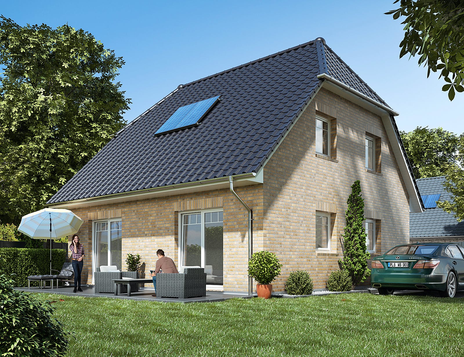 Massivhaus Landhaus 115 von WBI Hausbau Schlüsselfertig ab 205800€, Satteldach-Klassiker Außenansicht 1