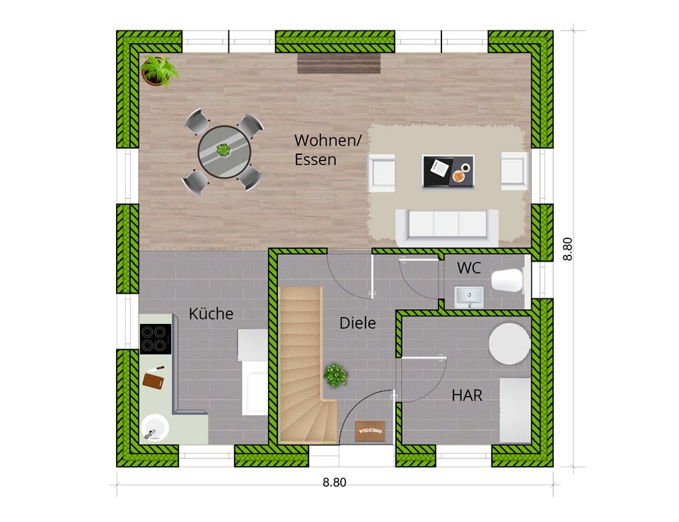 Massivhaus Landhaus 115 von WBI Hausbau Schlüsselfertig ab 205800€, Satteldach-Klassiker Grundriss 1
