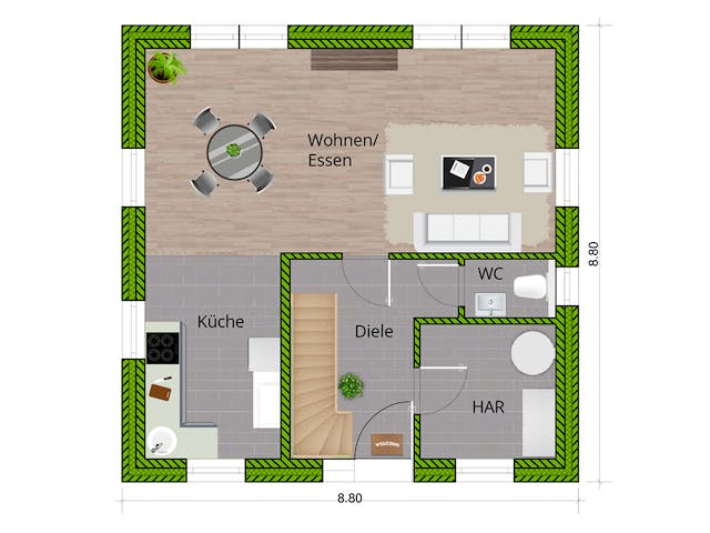 Massivhaus Landhaus 115 von WBI Hausbau Schlüsselfertig ab 205800€, Satteldach-Klassiker Grundriss 1