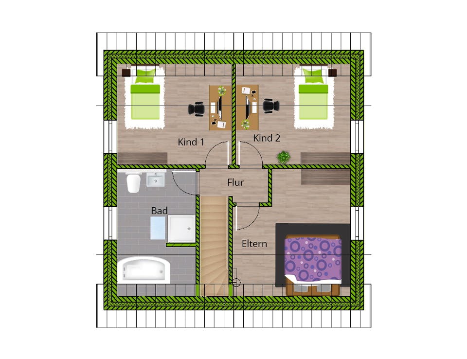 Massivhaus Landhaus 115 von WBI Hausbau Schlüsselfertig ab 205800€, Satteldach-Klassiker Grundriss 2