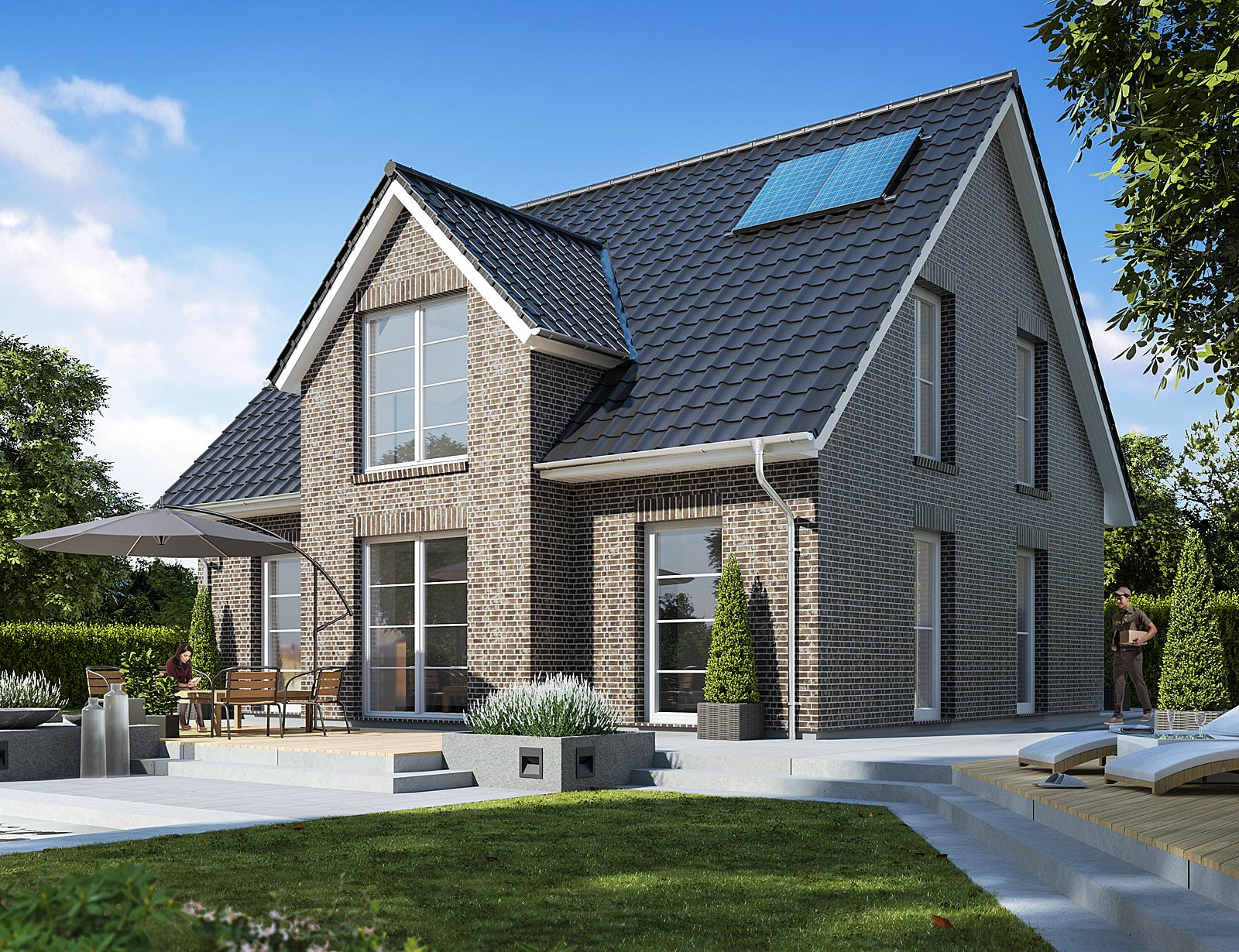 Massivhaus Landhaus 140 von WBI Hausbau Schlüsselfertig ab 239400€, Satteldach-Klassiker Außenansicht 2